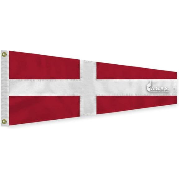 AGAS No 4 Pennant Code of Signals - 8 In x 2 Ft - Printed 200 Nylon - Quadruple Stitched Edges - Solid Brass Grommets Canvas Heading - Number 4 Signal Flag - Size 0.
