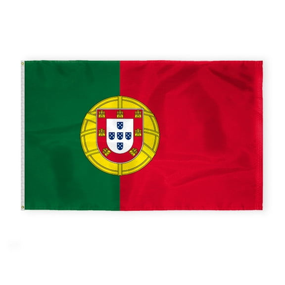 AGAS 5 x 8 Feet Portugal Flag Heavyweight Nylon Brass Grommets Stitched Edges Fade Resistant & Vivid Colors Portuguese Flags Nylon with Canvas Header for Outside 5 X 8 Ft