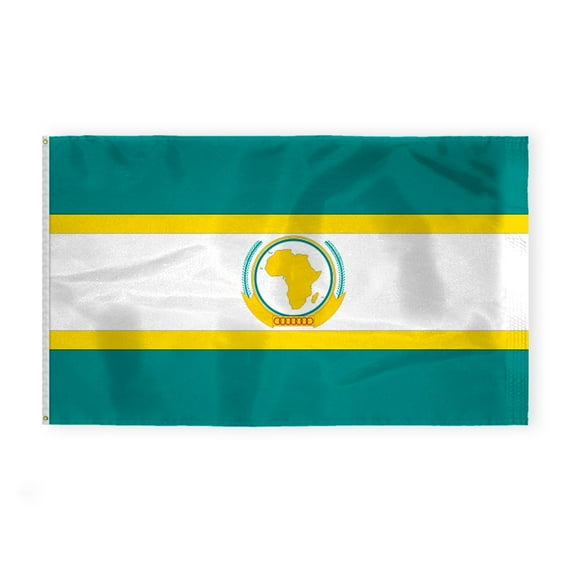 AGAS 6 x 10 Feet African Union Flag Heavyweight Nylon Brass Grommets Stitched Edges Fade Resistant & Vivid Colors AU Flags Nylon with Canvas Header for Outside 6 X 10 Ft
