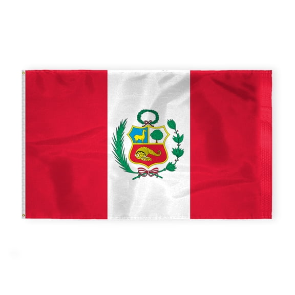 AGAS 6 x 10 Feet Peru with Official Seal Flag Heavyweight Nylon Brass Grommets Stitched Edges Peru with Official Sealvian Flags Nylon with Canvas Header for Outside 6 X 10 Ft