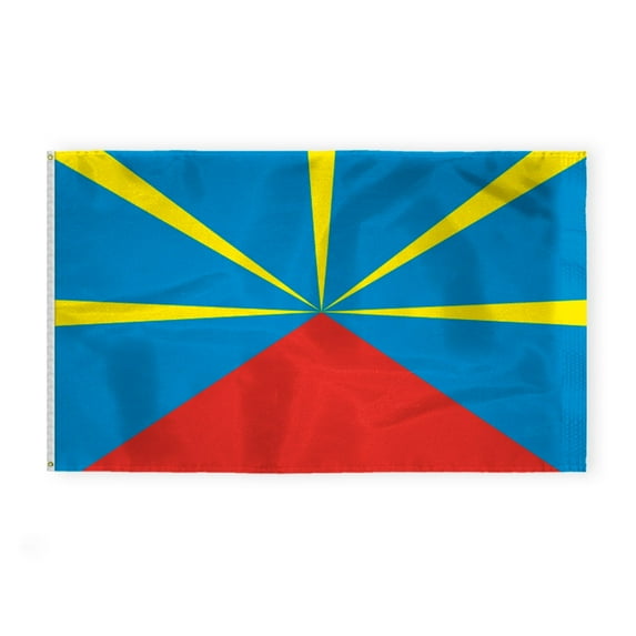 AGAS 6 x 10 Feet Reunion Flag Heavyweight Nylon Brass Grommets Stitched Edges Fade Resistant & Vivid Colors French Region of La Reunion Flags Nylon with Canvas Header for Outside 6 X 10 Ft