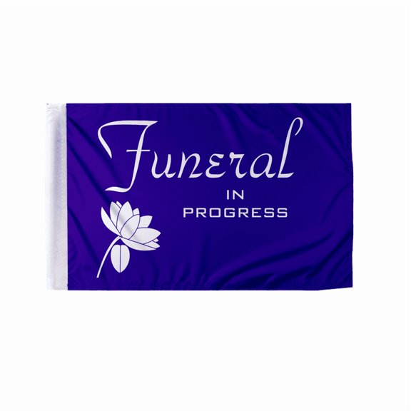 AGAS 6x9 inch Funeral In Progress Motorcycle Flag Purple & White Flower Design - Double Sided Wrap Knitted Polyester - 0.75" Pole Sleeve - Stitched Edges Flag Only Without Pole