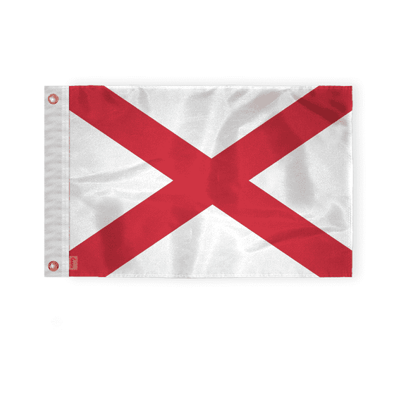 AGAS Alabama State Boat Flag 12x18 Inch - Double Sided Reverse Print on Back 200D Nylon - Brass Grommets Fade Proof Vivid Colors - State of Alabama Nautical Flag for Boat or Car