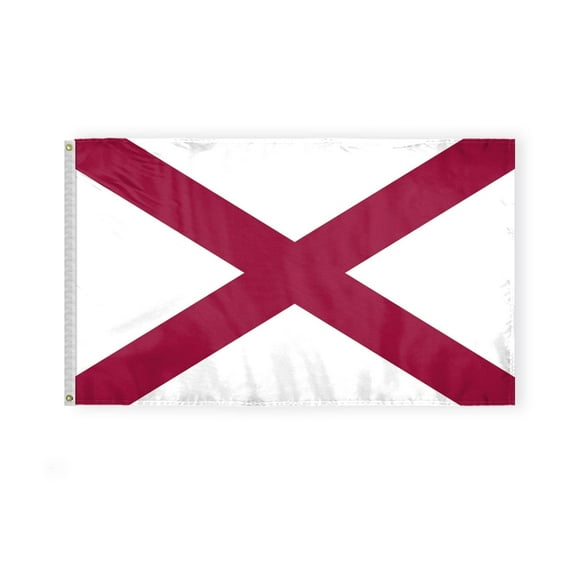 AGAS Alabama State Flag 3x5 Ft - Single Sided Polyester - Metal Grommets - Indoor Outdoor State of Alabama AL Flag Outdoor