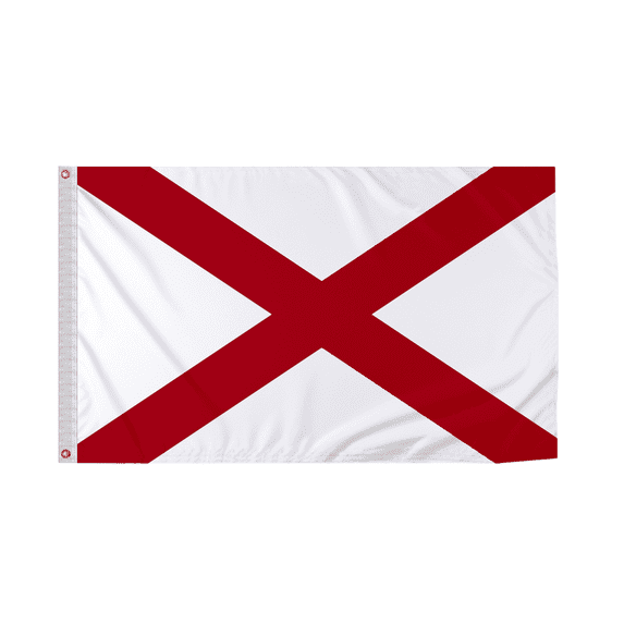 AGAS Alabama State Flag 4x6 Ft - Double Sided Reverse Print on Back 200D Nylon - Brass Grommets Stitched Edges Fade Proof Sharp Vivid Colors - State of Alabama AL Flag Banner