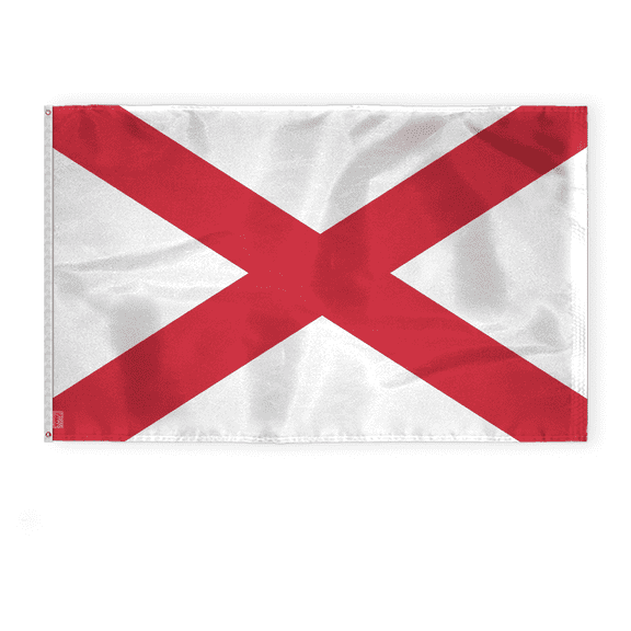 AGAS Alabama State Flag 5x8 Ft - Double Sided Reverse Print on Back 200D Nylon - Brass Grommets Stitched Edges Fade Proof Sharp Colors Indoor/Outdoor State of Alabama Large Size Flag