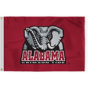 AGAS Alabama University Elephant Logo Crimson Tide Flags - 2x3 Ft Double-Layered Printed 200D Nylon with Brass Grommets - Officially NCAA Licensed Big Al Bama Roll Tide College UA Flags