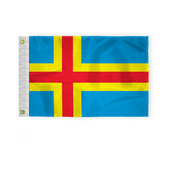 AGAS Aland Boat Flag 12x18 inch - Printed Single Sided on 200D Nylon - Stitched Edges - Canvas Header Brass Grommets - Fade Proof - Outdoor Long Lasting All Weather Flag