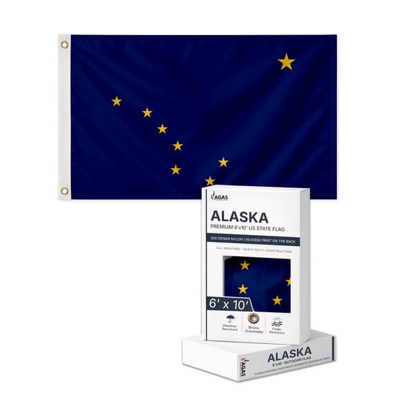 AGAS Alaska State Flag 6x10 ft – Single Sided 200D Nylon Indoor Outdoor US Alaska Custom Flag.