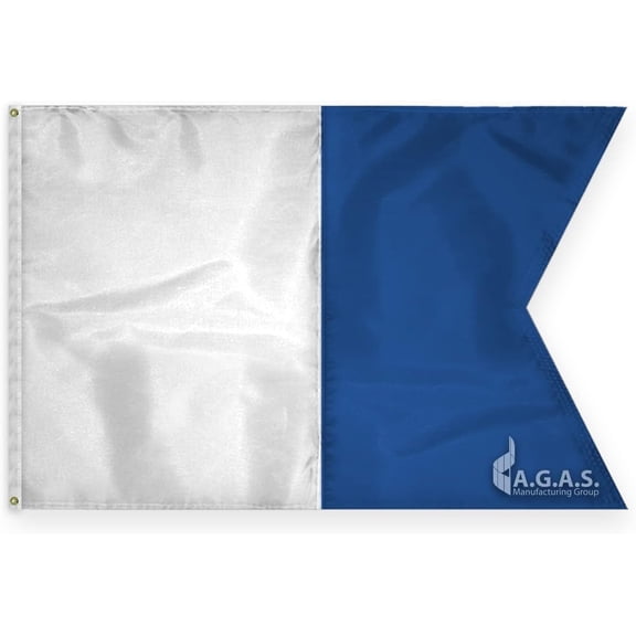 AGAS Alpha Code A Marine Signal Flag - Printed 200D Nylon - Canvas Header - Brass Grommets - Colorfast & Stitched Edges - Nautical Boat Flag - Naval Code Signal Flag.