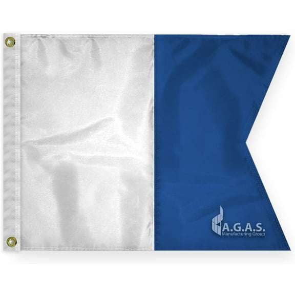 AGAS Alpha Code A Marine Signal Flag - Printed 200D Nylon - Canvas Header - Brass Grommets - Colorfast & Stitched Edges - Nautical Boat Flag - Naval Code Signal Flag.