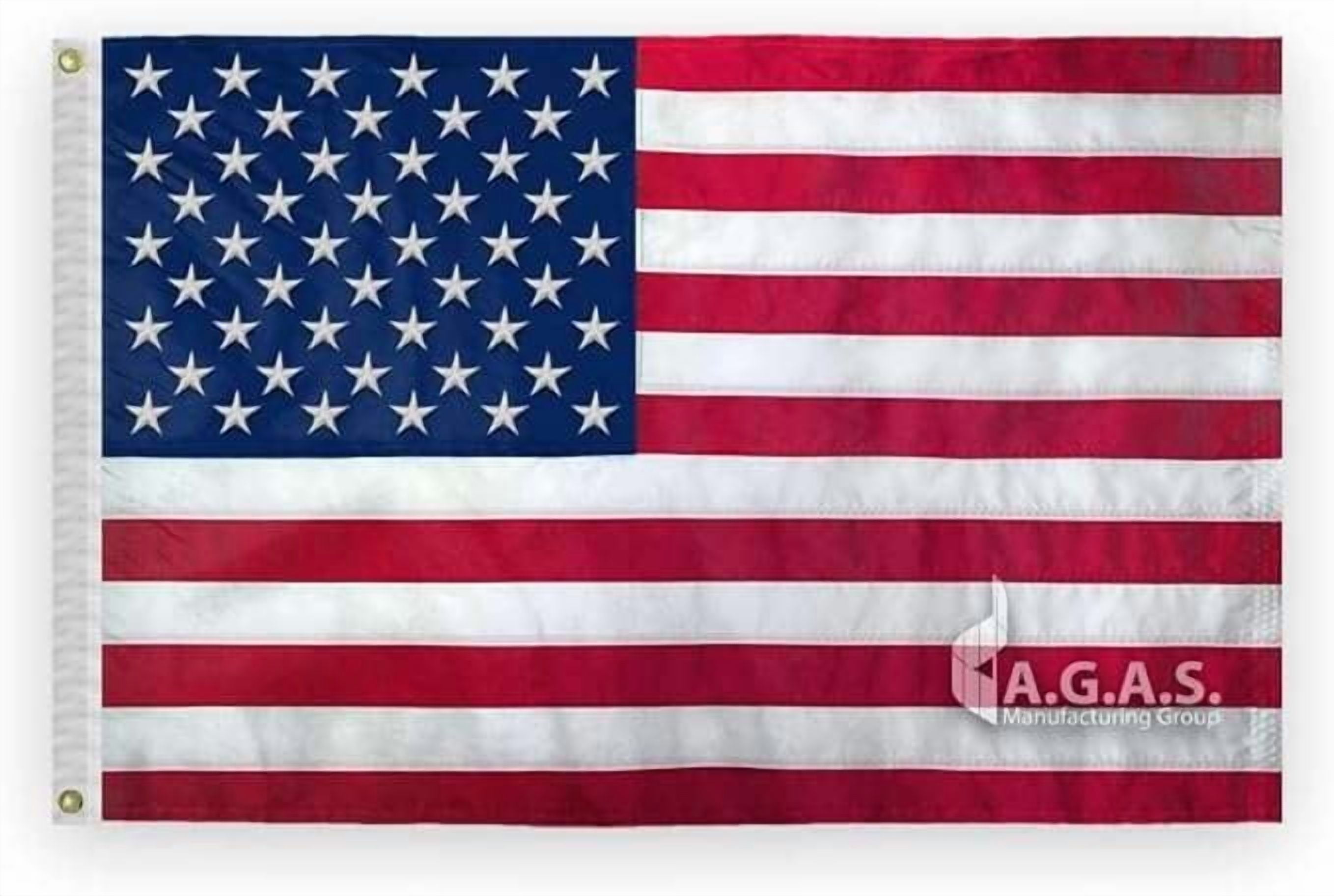 AGAS American Embroidered Flag - 6 x 10 Ft - Heavy Duty 200D Nylon - Dense Embroidered Stars Sewn Stripes - Brass Grommets Canvas Header- Premium American Flag