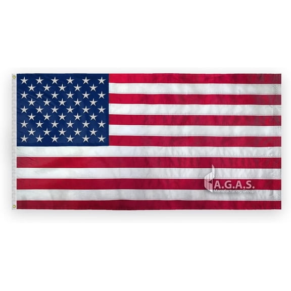 AGAS American Official Size Embroidered Flag - 10 x 19 inch - Embroidered Stars - Sewn Stripes - Dense 400D Nylon - Durable USA Indoor Outdoor Flag.