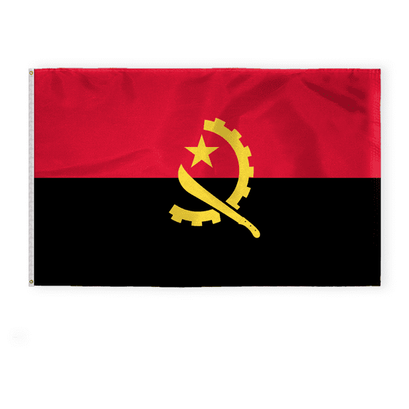 AGAS Angola Flag 6x10 ft 200D Nylon Fabric Double Stitched Canvas Header Brass Grommets Fade Resistant & Vivid Colors - Big Size Angolan Flag