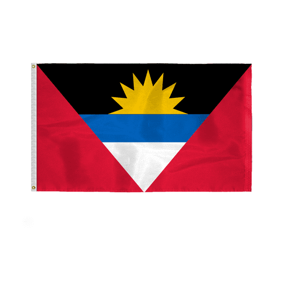 AGAS Antigua & Barbuda West Indies 3x5 ft 200D Nylon Fabric Double Stitched Canvas Header Brass Grommets Fade Resistant & Vivid Colors - Antigua & Barbuda Flag