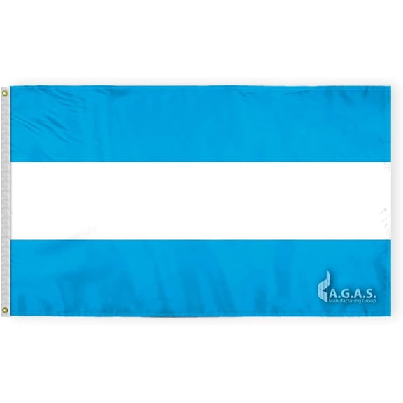 AGAS Argentina Flag - 3x5 ft - Polyester - Stitched Edges - Polyester Header Iron Plated Grommets - AR National Flag - Bandera de la Argentina La Bandera.