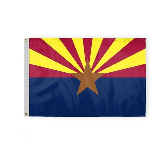 AGAS Arizona State Flag 2x3 Ft - Double Sided Reverse Print On Back 200D Nylon - Brass Grommets - Fade Proof Sharp Colors - Indoor/Outdoor Arizona Flag