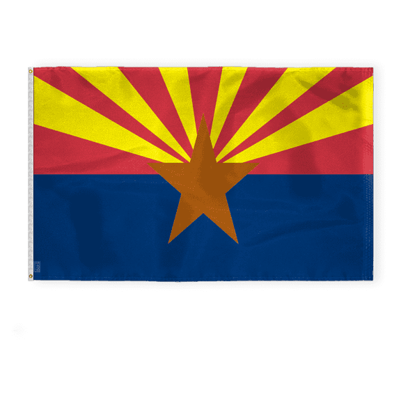 AGAS Arizona State Flag 3x5 Ft - Single Sided Polyester - Iron Grommets - Indoor/Outdoor Standard Size State of Arizona AZ Flag