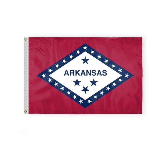 AGAS Arkansas State Flag 2x3 Ft - Double Sided Reverse Print On Back 200D Nylon - Brass Grommets - Fade Proof Sharp Colors - Indoor/Outdoor Arkansas Flag