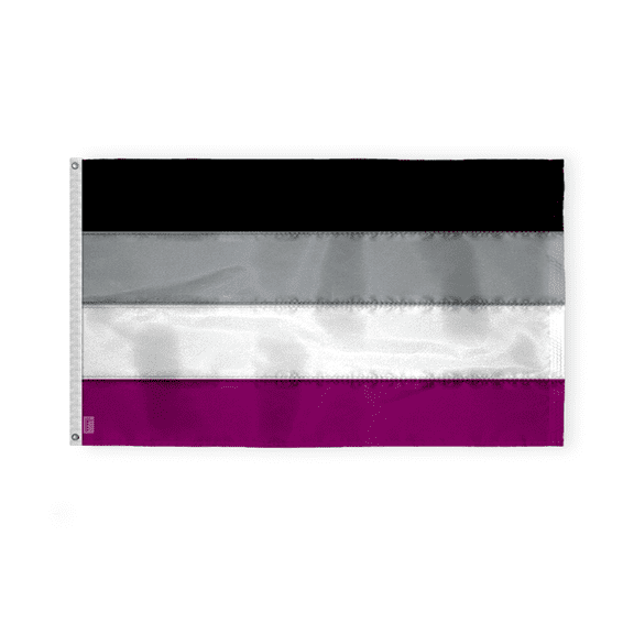AGAS Asexual Embroidered Pride Flag 4x6 Ft - Sewn 200D Nylon - Showcase Your Pride with Vibrant Colors - Deluxe Asexual Pride Flag - Brass Grommets Canvas Header - Quadruple Stitched Fly End