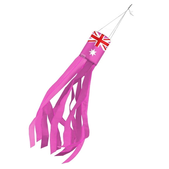 AGAS Australia Pink Australia Pink Pride 60 inch Column Windsock - Printed Single Sided on Outdoor Heavy Duty Nylon - Hanging Decoration Windsocks for Yard Yellow Ribbon Yard Décor - Clip for Hanging