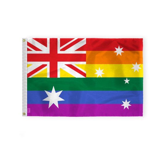 AGAS Australia Pride Flag 2x3 Ft - Printed 200D Nylon - Brass Grommets - Fade Proof Sharp Colors - Australian Pride Community Flag