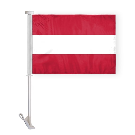 AGAS Austria Premium Car Flag - 10.5x15 inch - Printed Double Sided Polyester - Stitched Edges - 19" Pole - AT National Flag - Austrian Flag Republic of Austria Flag Flagge Österreichs