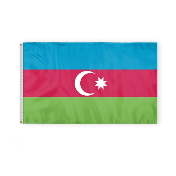 AGAS Azerbaijan 3x5 ft Polyester Fabric Double Stitched Polyester Fabric Header Metal Grommets Fade Resistant & Vivid Colors Indoor Azerbaijan Flag