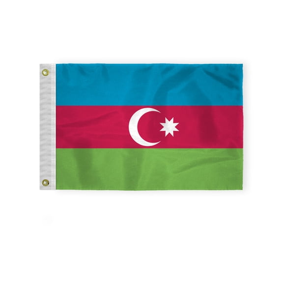AGAS Azerbaijan Miniature Flag 12x18 inch 200D Nylon Fabric Double Stitched Canvas Header Brass Grommets Fade Resistant & Vivid Color Mini Azerbaijan Flag