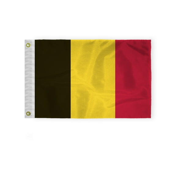 AGAS Belgium Boat Flag 12x18 inch - 200D Nylon - Stitched Edges - Canvas Header Brass Grommets - Fade Proof - Belgium National Flag BE Flag vlag van Belgie Flagge Belgiens