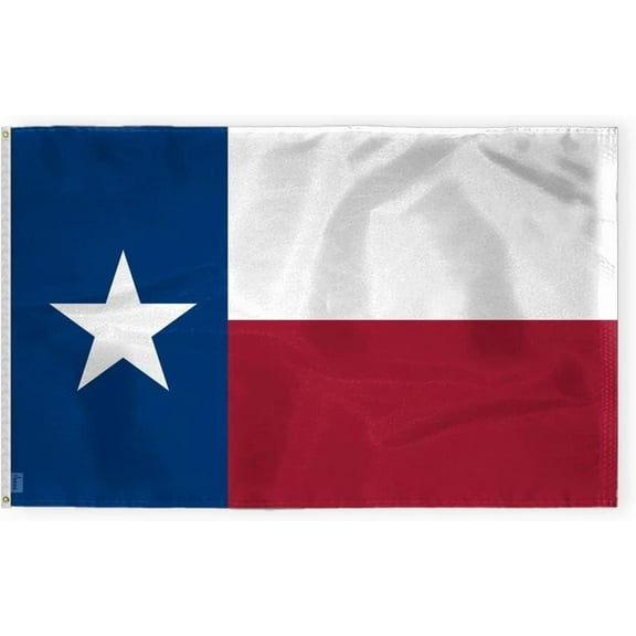 AGAS Big Texas State Flag 6x10 Ft - Single Ply Reverse Print on Back 200D Nylon 100% Bleed Through - Brass Grommets Stitched Edges Fade Proof Sharp Colors