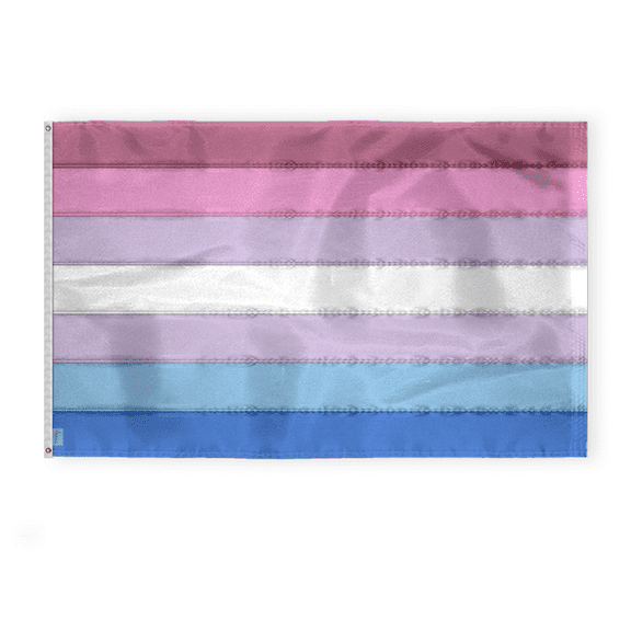 AGAS Bigender Embroidered Pride Flag 5x8 Ft - Sewn 200D Nylon - Showcase Your Pride with Vibrant Colors - Deluxe Bigender Pride Flag - Brass Grommets Canvas Header - Quadruple Stitched Fly End