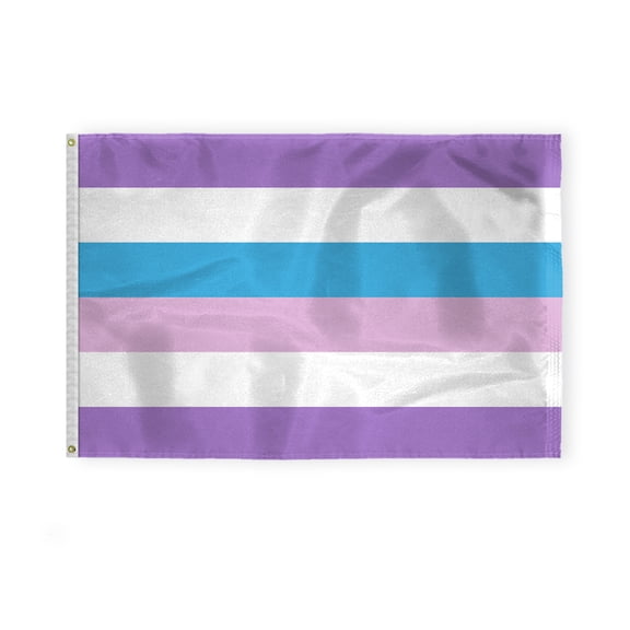AGAS Bigender Pride Flag 4x6 Ft - Double Sided Printed 200D Nylon - Brass Grommets Stitched Edges Fade Proof Sharp Vivid Colors - Bigender Pride Flag