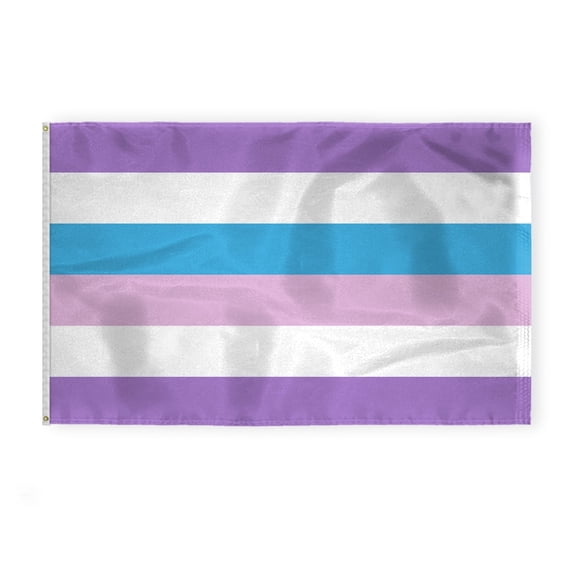 AGAS Bigender Pride Flag 5x8 Ft - Double Sided Printed 200D Nylon - Brass Grommets Stitched Edges Fade Proof Sharp Colors Indoor/Outdoor Bigender Pride flag