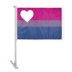 AGAS Biromantic Asexual Bi Romantic Ace Pride Car Window Flag 10.5x15 inch - Double Side Printed Wrap Knitted Polyester - 19 Inch White Plastic Unbreakable Pole Car Flag