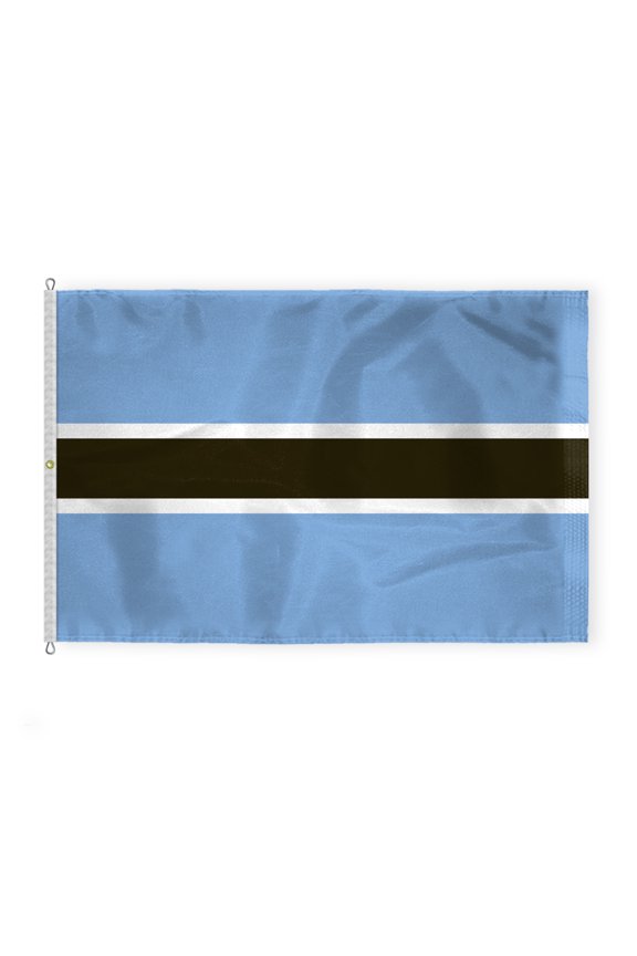 AGAS Botswana National Flag 8x12 ft - 200D Nylon - Stitched Edges - Canvas Header - Rope Thimble & 1 Brass Grommet - Fade Proof - Large Size Botswanan Flag