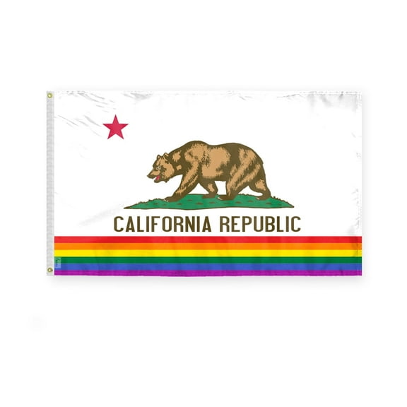 AGAS California Pride Flag 3x5 Ft - Polyester - Plated Grommets - California Pride Body Flag 3 x 5 Ft California Pride Banner