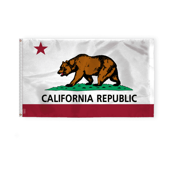 AGAS California State Flag 4x6 Ft - Double Sided Reverse Print On Back 200D Nylon - Brass Grommets Stitched Edges Fade Proof Sharp Vivid Colors - State of California Flag Banner