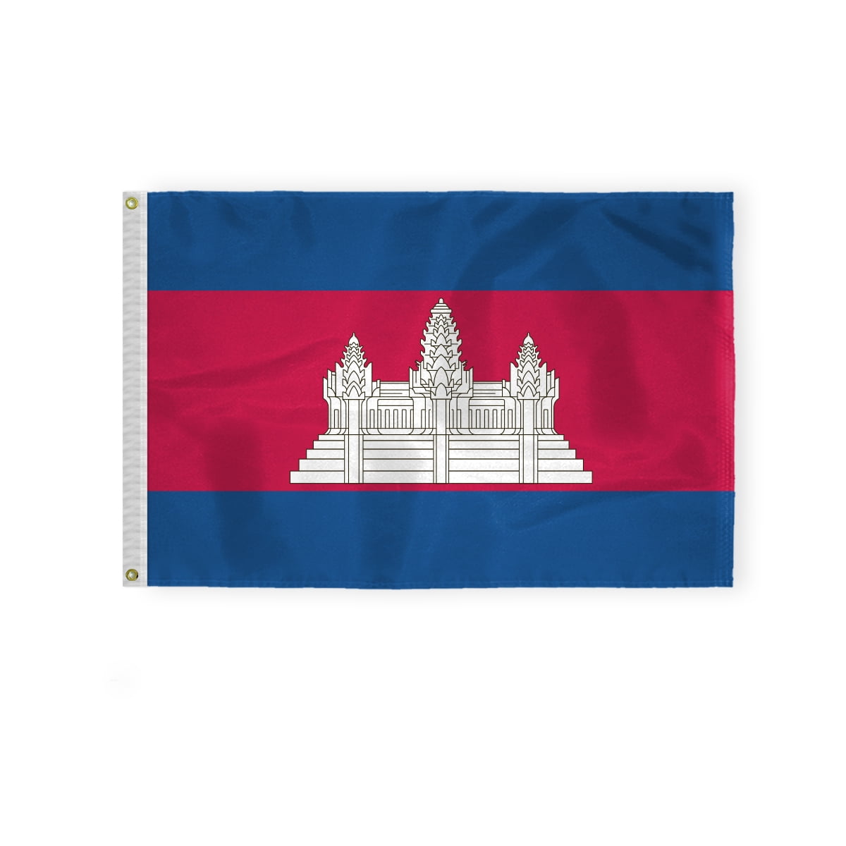 AGAS Cambodia 2x3 ft Printed Single Sided on 200D Nylon Double Stitched Canvas Header Brass Grommets Fade Resistant & Vivid Colors Tough Cambodia Banner