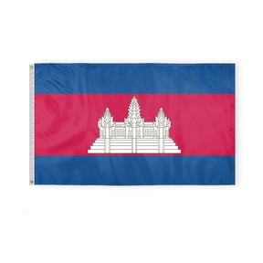 AGAS Cambodia 3x5 ft Printed Single Sided on Polyester Double Stitched Polyester Header Metal Grommets Fade Resistant & Vivid Colors Indoor Cambodia Flag