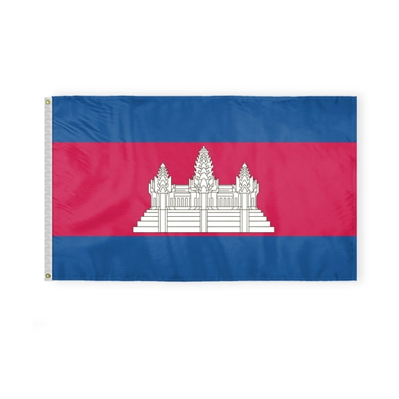 AGAS Cambodia 3x5 ft Printed Single Sided on Polyester Double Stitched Polyester Header Metal Grommets Fade Resistant & Vivid Colors Indoor Cambodia Flag