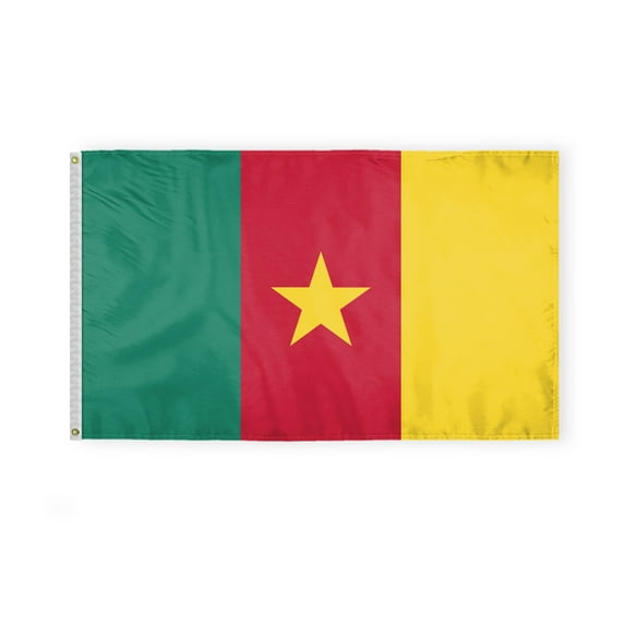 AGAS Cameroon National Flag 3x5 ft Polyester Fabric Double Stitched Polyester Fabric Header Metal Grommets Fade Resistant & Vivid Colors Indoor Cameroonian Flag