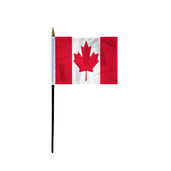 AGAS Canada Flag 4x6 inch - 11" Plastic Pole 100% Polyester Stitched Edges Canadian Mini Flag on a Stick