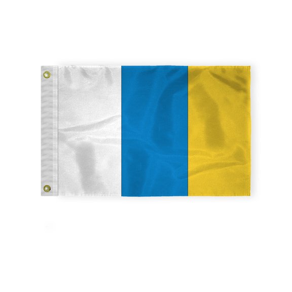 AGAS Canary Islands Courtesy 12x18 inch Mini Canary Islands Flag Heavyweight Nylon Brass Grommets Double Stitched Fade Resistant & Vivid Color Canarias Boat Flag
