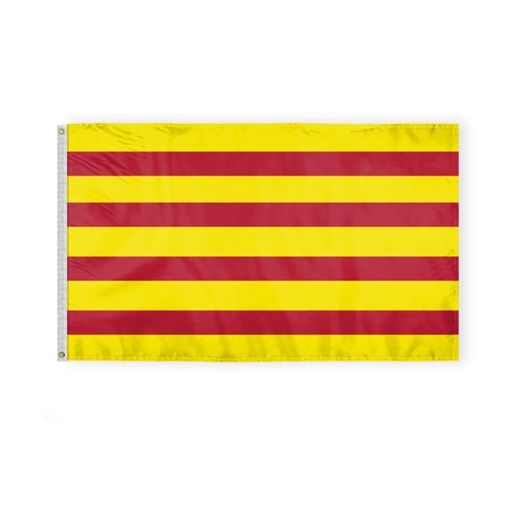 AGAS Catalonia Flag 3x5 ft Double Stitched Hem 100% Polyester Metal Grommets Indoor Catalonian Catalan National Flag