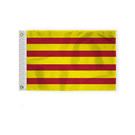 AGAS Catalonia Nautical Flag 12x18 inch Mini Catalonian Catalan National Flag Outdoor 200D Nylon Double Stitched Hem Never Rust Brass Grommets Canvas Header Catalonian Catalan National Boat Flag