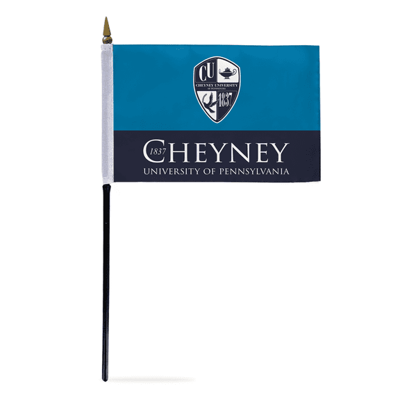 AGAS Small Cheyney University Wolves flags on sticks with Plastic Base Polyester - 4"x6" University Handheld Stick Flags