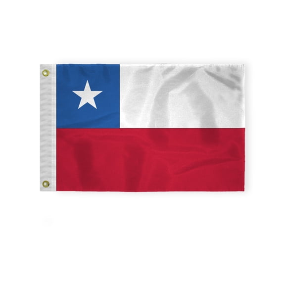 AGAS Chile Boat Flag - 12x18 inch - 200D Nylon - Stitched Edges - Canvas Header Brass Grommets - Fade Proof - CL National Flag - Chilean Flag La Estrella Solitaria.