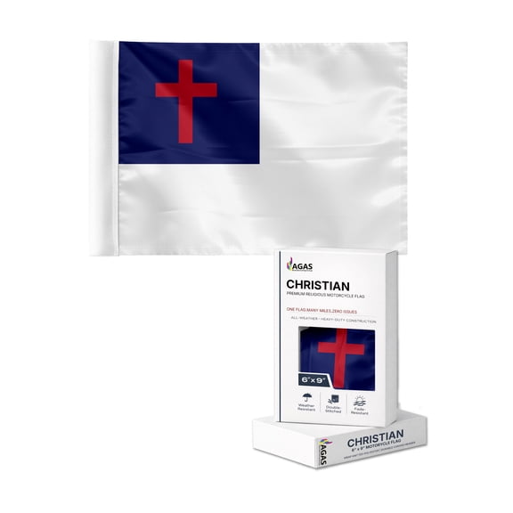AGAS Christian Motorcycle Flag 6x9 Inch – Double Sided, Wrap Knitted Polyester Religious Flag