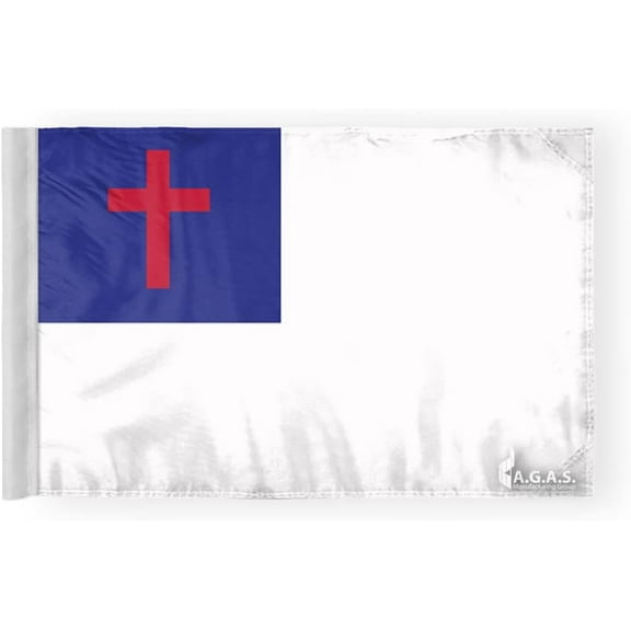 AGAS Christian Motorcycle Flag 6x9 Inch – Double Sided, Wrap Knitted Polyester Religious Flag